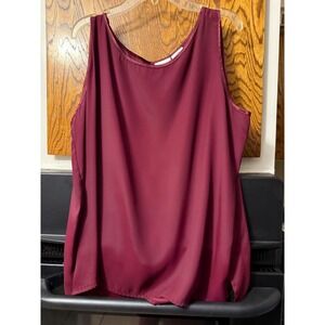 Liz Baker Essentials Womens XL Burgundy‎ Wine Sleeveless Scoop Neck Blouse Shell